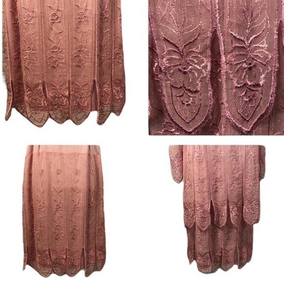 Vintage Samax New York pink lace & sheer tiered dress size medium - Picture 11 of 12